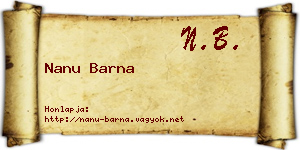 Nanu Barna névjegykártya